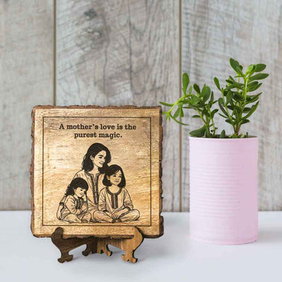 Grainkiss Handcrafted Mango Wood Brown Plaque with Stand Gift Set | 8 x 8 inches