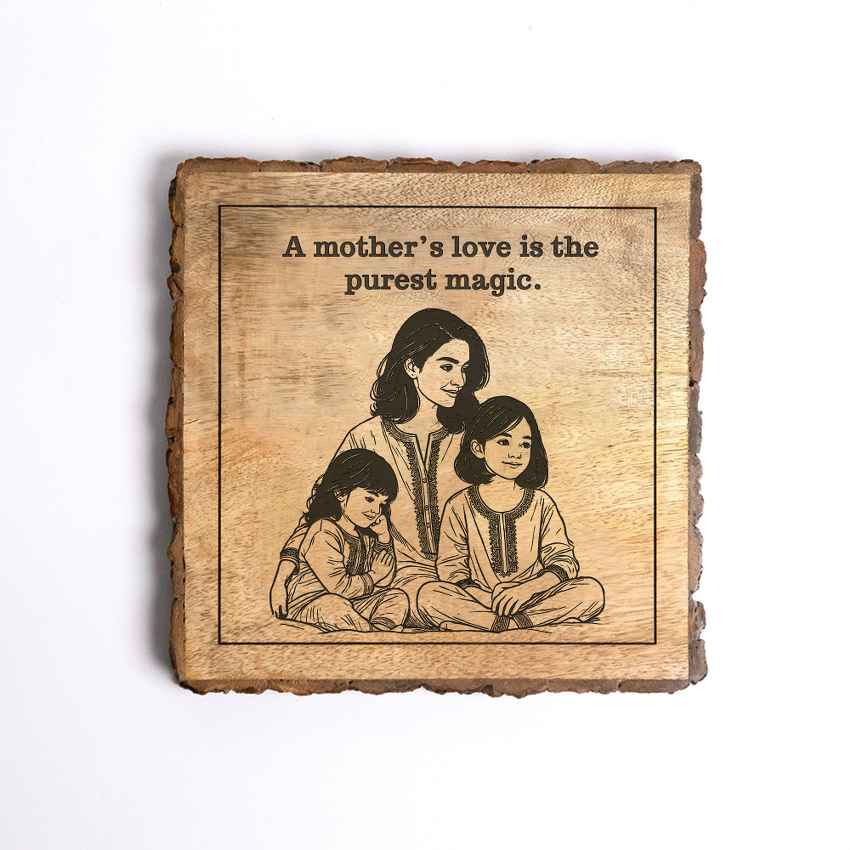 Grainkiss Handcrafted Mango Wood Brown Plaque with Stand Gift Set | 8 x 8 inches