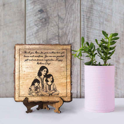 Deargrain Handcrafted Mango Wood Brown Plaque with Stand Gift Set | 8 x 8 inches
