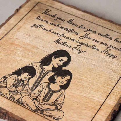 Deargrain Handcrafted Mango Wood Brown Plaque with Stand Gift Set | 8 x 8 inches