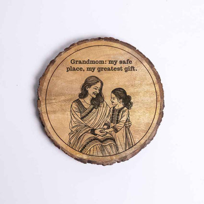 Blessroot Handcrafted Mango Wood Brown Plaque with Stand Gift Set | 8 inches