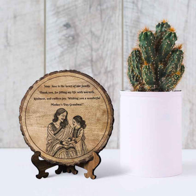 Matrimark Handcrafted Mango Wood Brown Plaque with Stand Gift Set | 8 inches