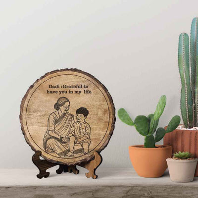 Bondboard Handcrafted Mango Wood Brown Plaque with Stand Gift Set | 8 inches