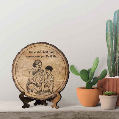 Serenitygrain Handcrafted Mango Wood Brown Plaque with Stand Gift Set | 8 inches