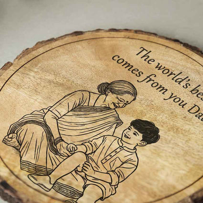 Serenitygrain Handcrafted Mango Wood Brown Plaque with Stand Gift Set | 8 inches
