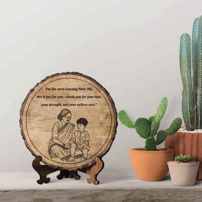 Evernest Handcrafted Mango Wood Brown Plaque with Stand Gift Set | 8 inches