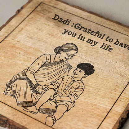 Mommood Handcrafted Mango Wood Brown Plaque with Stand Gift Set | 8 x 8 inches