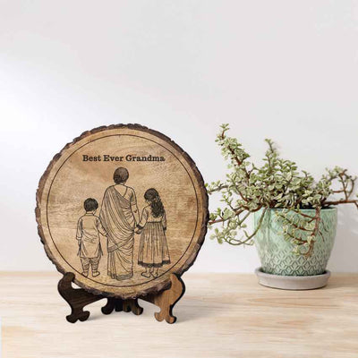 Eternaletch Handcrafted Mango Wood Brown Plaque with Stand Gift Set | 8 inches