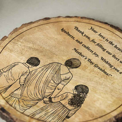 Matriglow Handcrafted Mango Wood Brown Plaque with Stand Gift Set | 8 inches