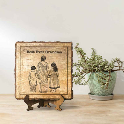 Plaquebloom Handcrafted Mango Wood Brown Plaque with Stand Gift Set | 8 x 8 inches