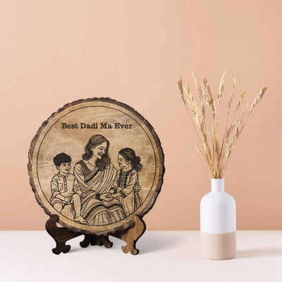 Woodsoothe Handcrafted Mango Wood Brown Plaque with Stand Gift Set | 8 inches