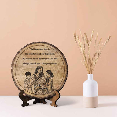 Mamatrace Handcrafted Mango Wood Brown Plaque with Stand Gift Set | 8 inches