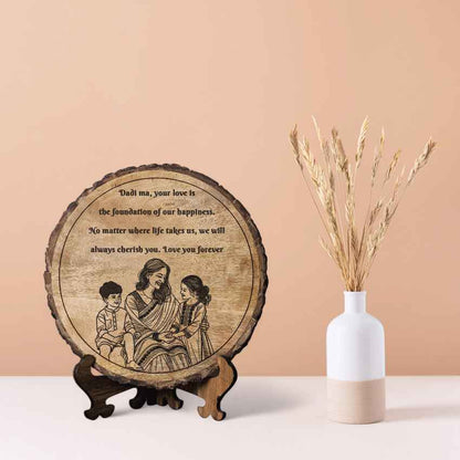 Mamatrace Handcrafted Mango Wood Brown Plaque with Stand Gift Set | 8 inches