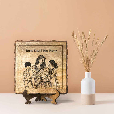 Glowgrain Handcrafted Mango Wood Brown Plaque with Stand Gift Set | 8 x 8 inches