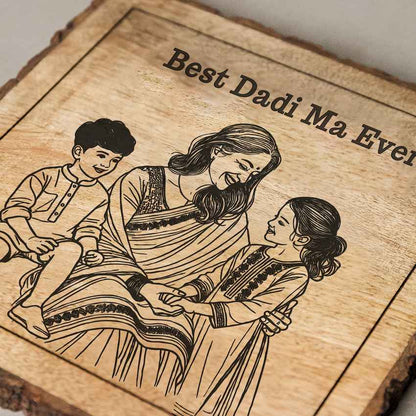 Glowgrain Handcrafted Mango Wood Brown Plaque with Stand Gift Set | 8 x 8 inches