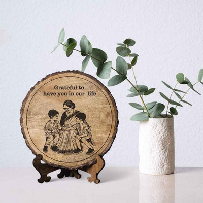 Etchnest Handcrafted Mango Wood Brown Plaque with Stand Gift Set | 8 inches