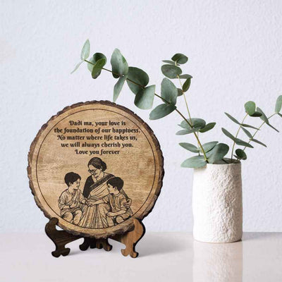 Lovebark Handcrafted Mango Wood Brown Plaque with Stand Gift Set | 8 inches