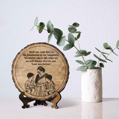 Lovebark Handcrafted Mango Wood Brown Plaque with Stand Gift Set | 8 inches