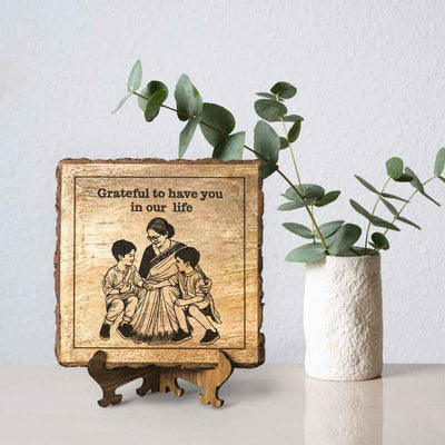 Heartwood Handcrafted Mango Wood Brown Plaque with Stand Gift Set | 8 x 8 inches