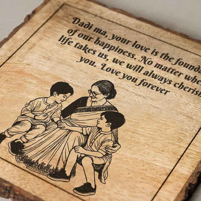 Cherishcarve Handcrafted Mango Wood Brown Plaque with Stand Gift Set | 8 x 8 inches