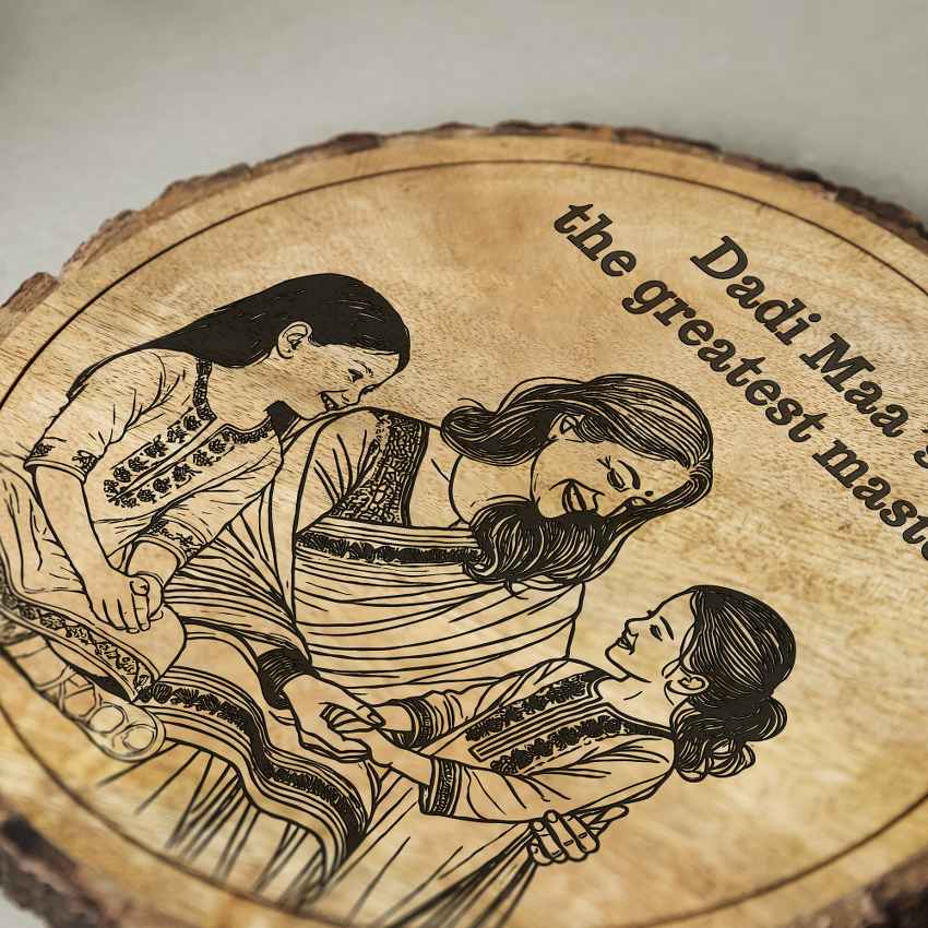 Naturenurture Handcrafted Mango Wood Brown Plaque with Stand Gift Set | 8 inches