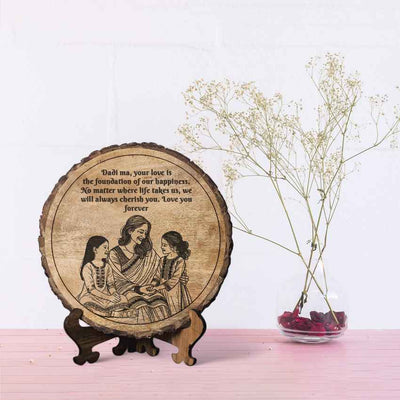 Soulcarve Handcrafted Mango Wood Brown Plaque with Stand Gift Set | 8 inches