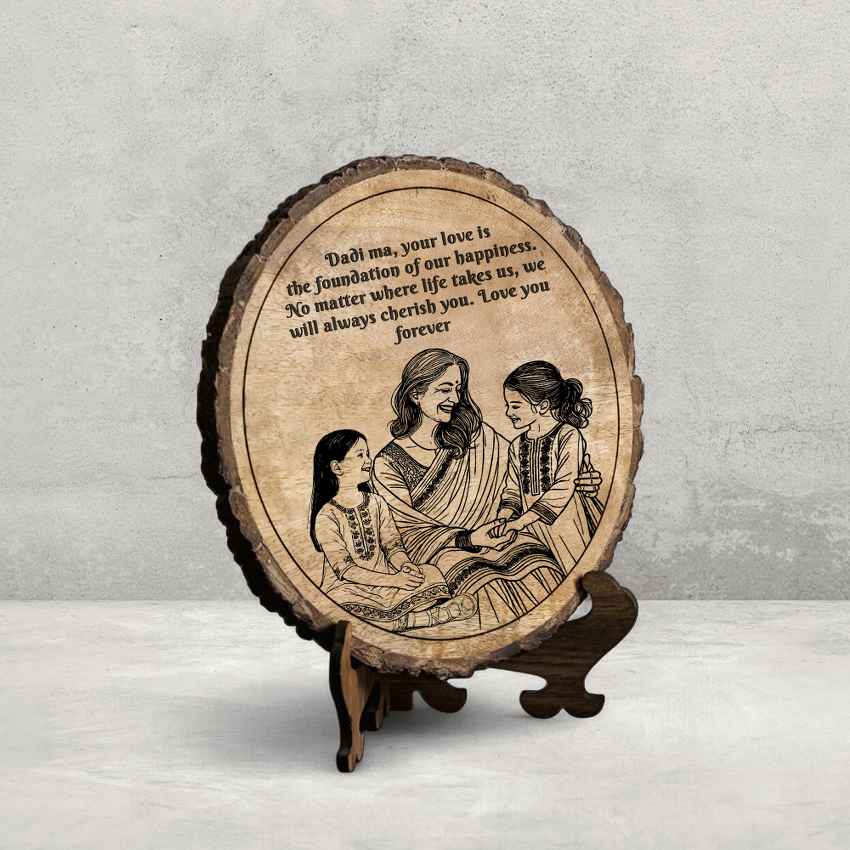 Soulcarve Handcrafted Mango Wood Brown Plaque with Stand Gift Set | 8 inches