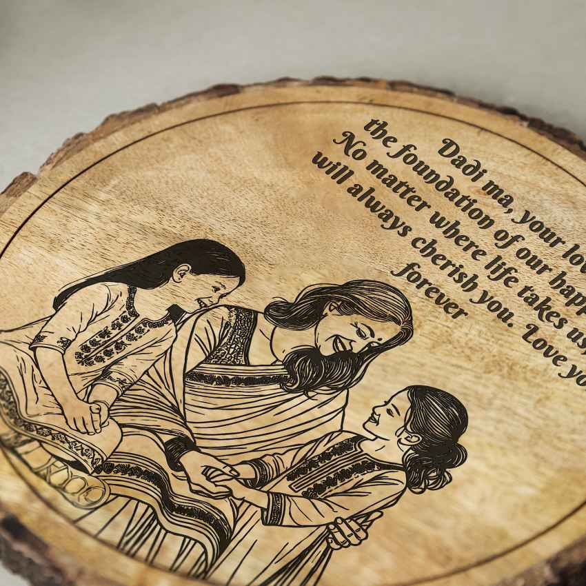 Soulcarve Handcrafted Mango Wood Brown Plaque with Stand Gift Set | 8 inches