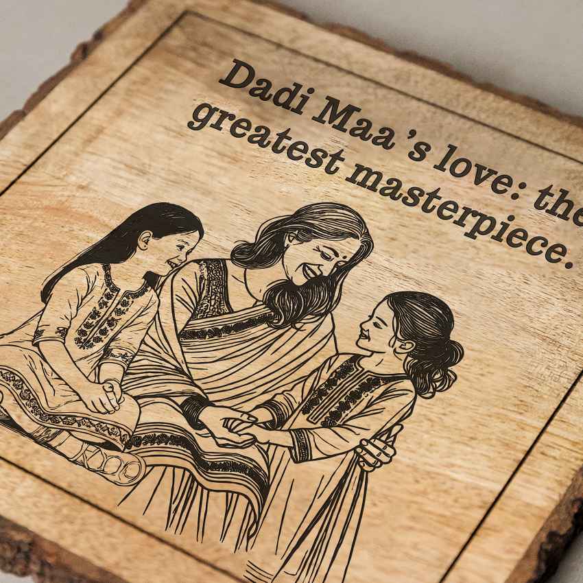 Treetoken Handcrafted Mango Wood Brown Plaque with Stand Gift Set | 8 x 8 inches