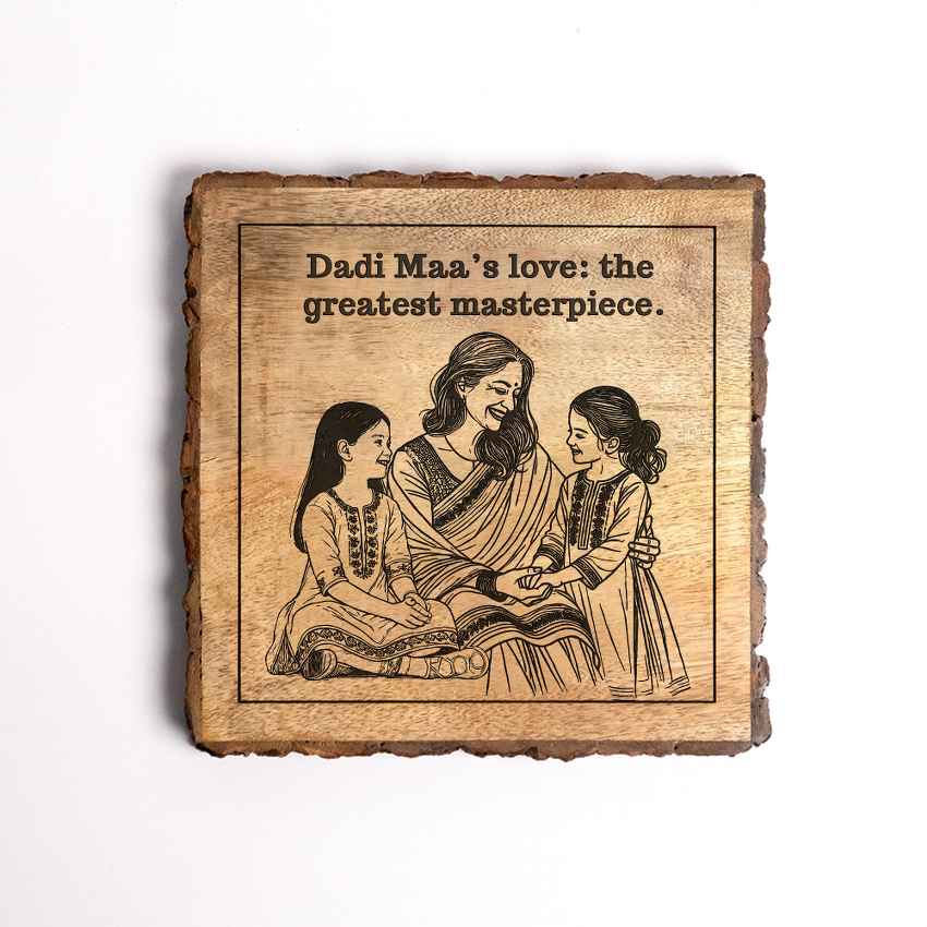 Treetoken Handcrafted Mango Wood Brown Plaque with Stand Gift Set | 8 x 8 inches