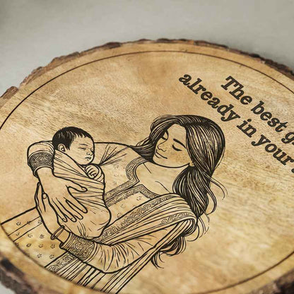 Dearbloom Handcrafted Mango Wood Brown Plaque with Stand Gift Set | 8 inches
