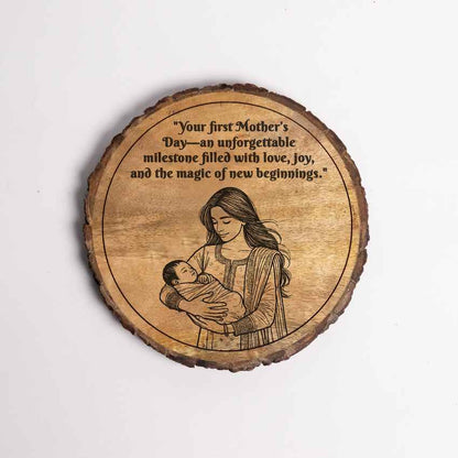 Hugwood Handcrafted Mango Wood Brown Plaque with Stand Gift Set | 8 inches