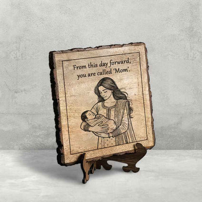 Warmnest Handcrafted Mango Wood Brown Plaque with Stand Gift Set | 8 x 8 inches