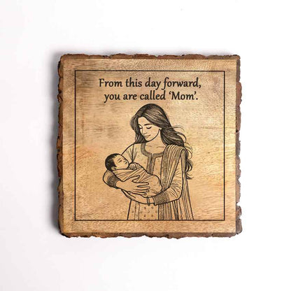 Warmnest Handcrafted Mango Wood Brown Plaque with Stand Gift Set | 8 x 8 inches