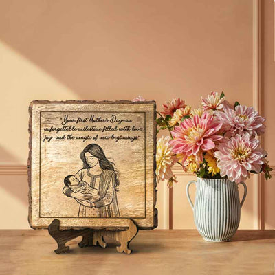 Natureink Handcrafted Mango Wood Brown Plaque with Stand Gift Set | 8 x 8 inches