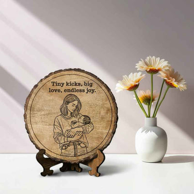Planklove Handcrafted Mango Wood Brown Plaque with Stand Gift Set | 8 inches
