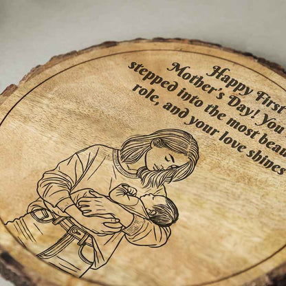 Momingrain Handcrafted Mango Wood Brown Plaque with Stand Gift Set | 8 inches