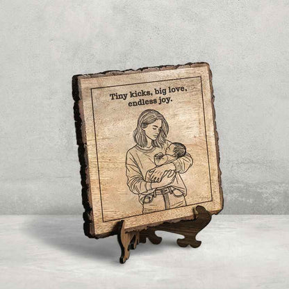 Woodenembrace Handcrafted Mango Wood Brown Plaque with Stand Gift Set | 8 x 8 inches