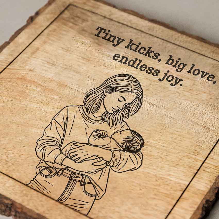 Woodenembrace Handcrafted Mango Wood Brown Plaque with Stand Gift Set | 8 x 8 inches