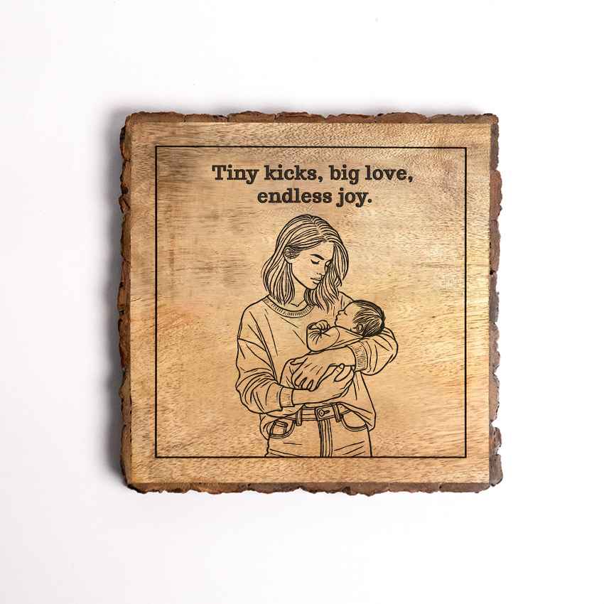 Woodenembrace Handcrafted Mango Wood Brown Plaque with Stand Gift Set | 8 x 8 inches