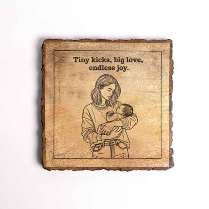 Woodenembrace Handcrafted Mango Wood Brown Plaque with Stand Gift Set | 8 x 8 inches