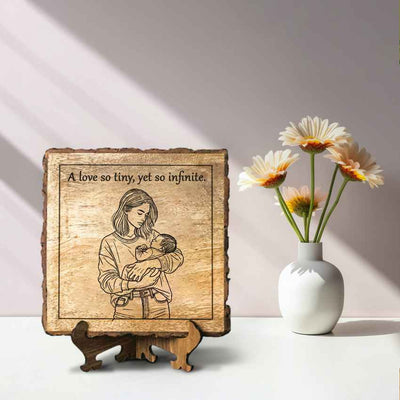 Grainwoven Handcrafted Mango Wood Brown Plaque with Stand Gift Set | 8 x 8 inches