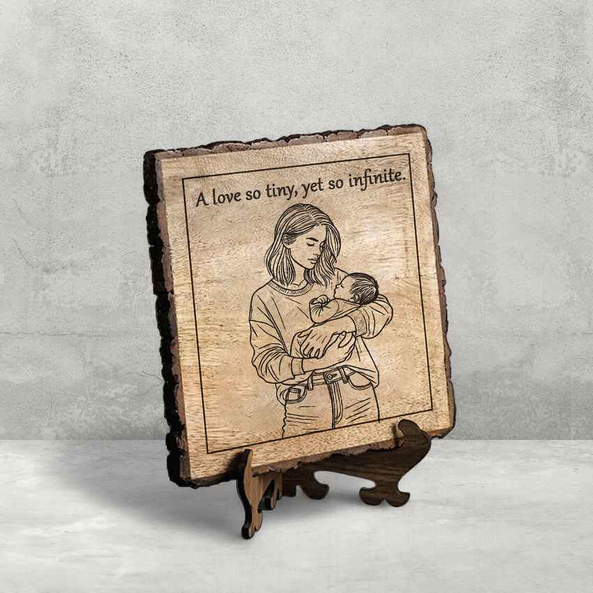 Grainwoven Handcrafted Mango Wood Brown Plaque with Stand Gift Set | 8 x 8 inches
