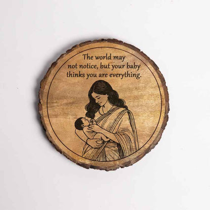 Lovenestle Handcrafted Mango Wood Brown Plaque with Stand Gift Set | 8 inches