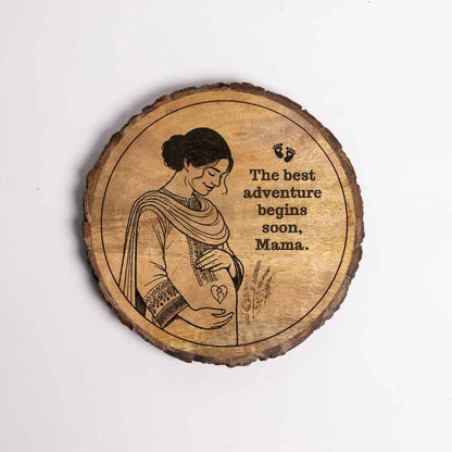 Wildnest Handcrafted Mango Wood Brown Plaque with Stand Gift Set | 8 inches