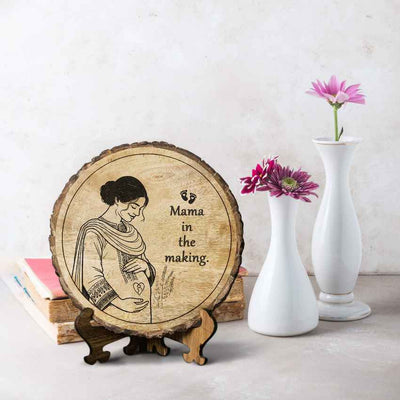 Etchemotion Handcrafted Mango Wood Brown Plaque with Stand Gift Set | 8 inches