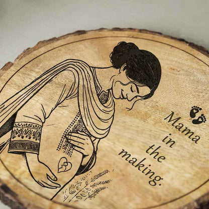 Etchemotion Handcrafted Mango Wood Brown Plaque with Stand Gift Set | 8 inches