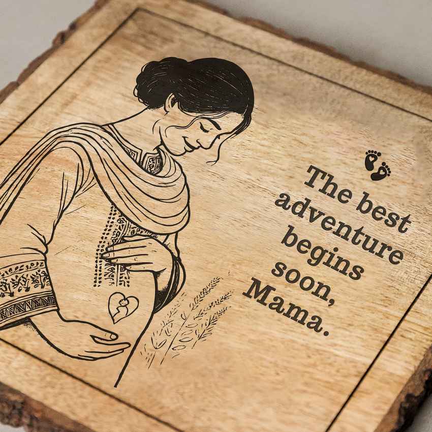 Bondedwood Handcrafted Mango Wood Brown Plaque with Stand Gift Set | 8 x 8 inches