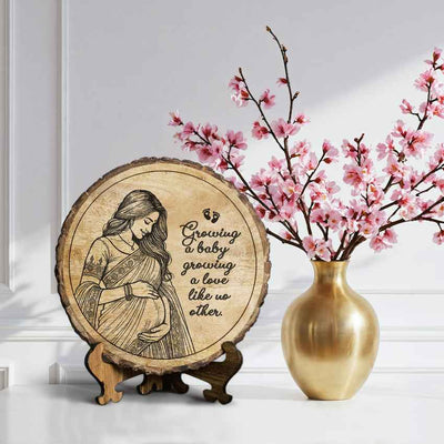 Rootknot Handcrafted Mango Wood Brown Plaque with Stand Gift Set | 8 inches