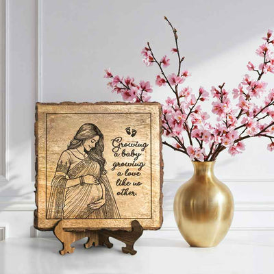 Nestetched Handcrafted Mango Wood Brown Plaque with Stand Gift Set | 8 x 8 inches
